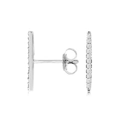 14K White Gold Diamond Bar Earrings