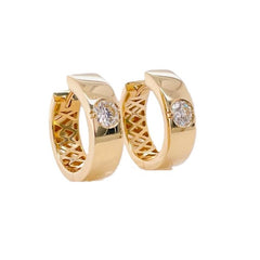 14K Yellow Gold Diamond Hoop Earrings