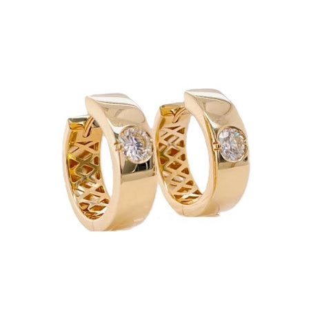 14K Yellow Gold Diamond Hoop Earrings