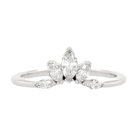 14K White Gold Marquise Shaped Diamond Ring