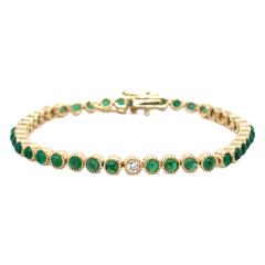 14K Yellow Gold Emerald and Diamond Bracelet