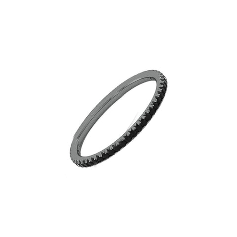 14K White Gold Black Rhodium Finish Black Diamond Ring