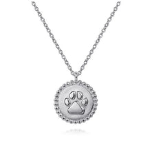 Sterling Silver Pawprint Disc Necklace