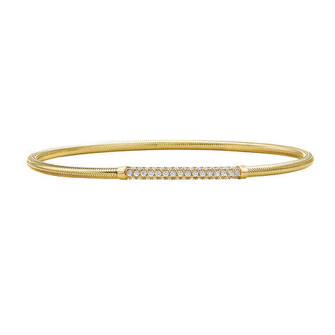 14K Yellow Gold Diamond Coil Slip On Bracelet