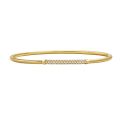 14K Yellow Gold Diamond Coil Slip On Bracelet