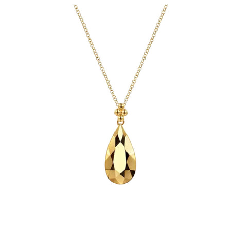 14K Yellow Gold Faceted Pendant Necklace