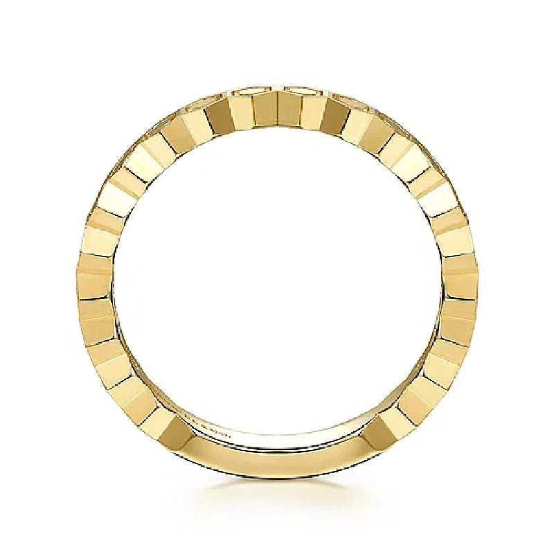 14K Yellow Gold Hexagonal Stacker Ring