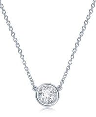 14K White Gold Diamond Solitaire Necklace