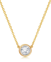 14K Yellow Gold Diamond Solitaire Necklace