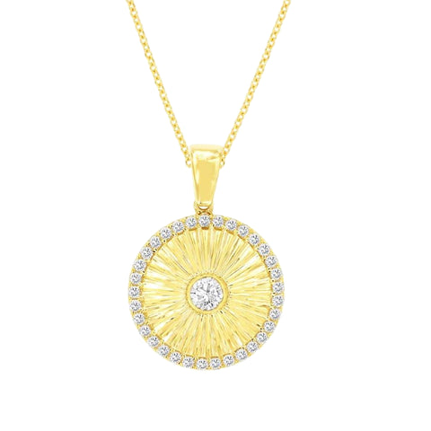 14K Yellow Gold Diamond Disc Pendant