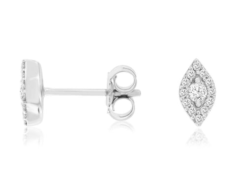 14K White Gold Diamond Marquise Cluster Studs