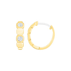 14K Yellow Gold Diamond Hoop Earrings
