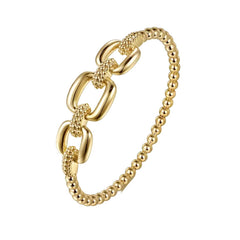 14K Yellow Gold Beaded Bangle