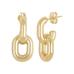 14K Yellow Gold J-Hoop Drop Earrings