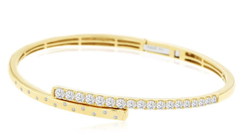 14K Yellow Gold Diamond Hinged Bangle