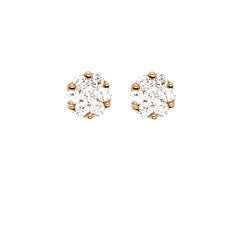 14K Yellow Gold Diamond Cluster Studs