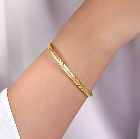 14K Yellow Gold Chevron Cuff Bracelet