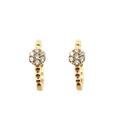 14K Yellow Gold Diamond Cluster Huggie Hoops