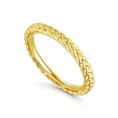 14K Yellow Gold Braided Stackable Band