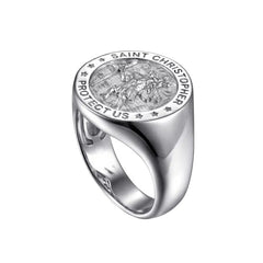Sterling Silver Mens Saint Christopher Ring