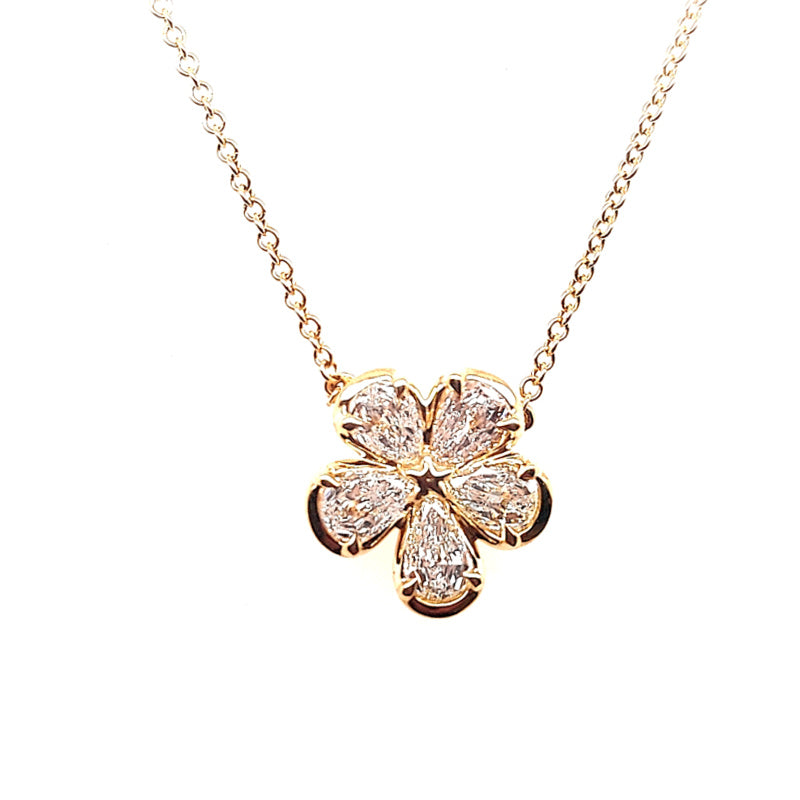 18K Yellow Gold Christopher Designs of New York Floral Diamond Necklace