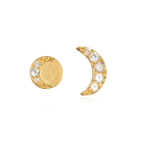 18K Yellow Gold Plated Brass and White Topaz Stud Earrings