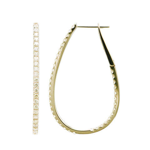 14K Yellow Gold Diamond Hoop Earrings