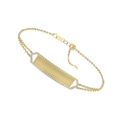 14K Yellow Gold Diamond ID Style Bracelet