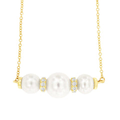 14K Yellow Gold Pearl and Diamond Necklace