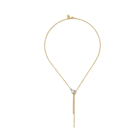 14K Yellow and White Gold Diamond Y-Shaped Necklace