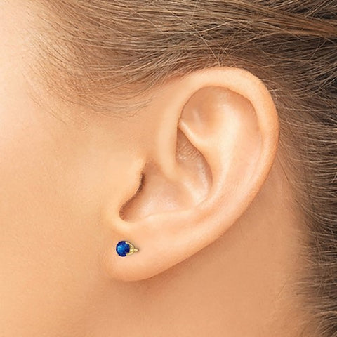 14K Yellow Gold Sapphire Birthstone Stud Earrings