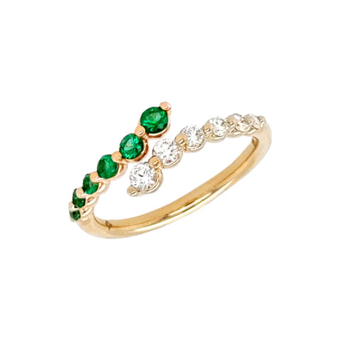 14K Yellow Gold Emerald and Diamond Ring