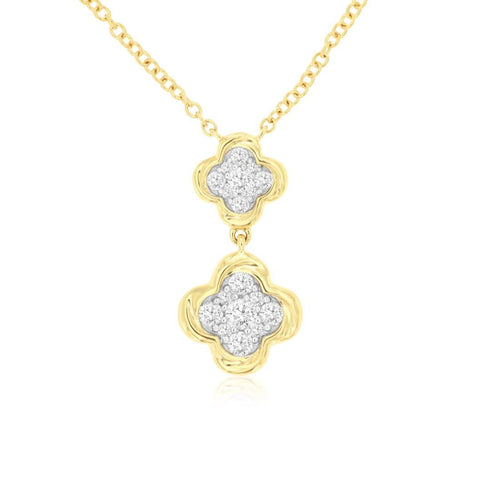 14K Yellow Gold Diamond Drop Necklace