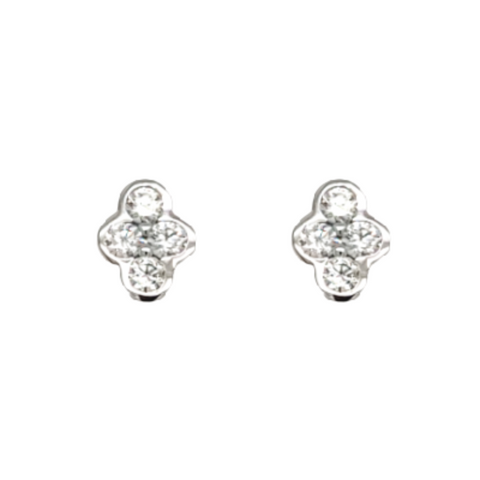 14K White Gold Four Diamond Stud Earrings