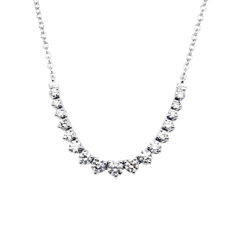 14K White Gold Mini Riviera Diamond Necklace