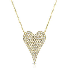 14K Yellow Gold Diamond Heart Necklace