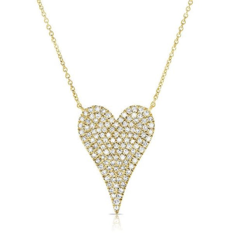 14K Yellow Gold Diamond Heart Necklace