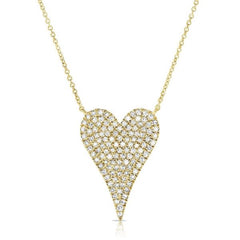 14K Yellow Gold Diamond Heart Necklace