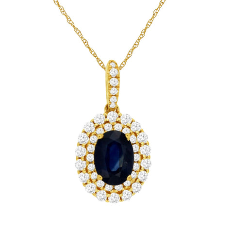 14K Yellow Gold Sapphire and Diamond Necklace