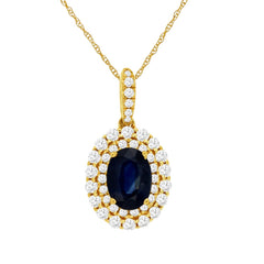 14K Yellow Gold Sapphire and Diamond Necklace