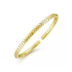 14K Yellow Gold Chevron Cuff Bracelet