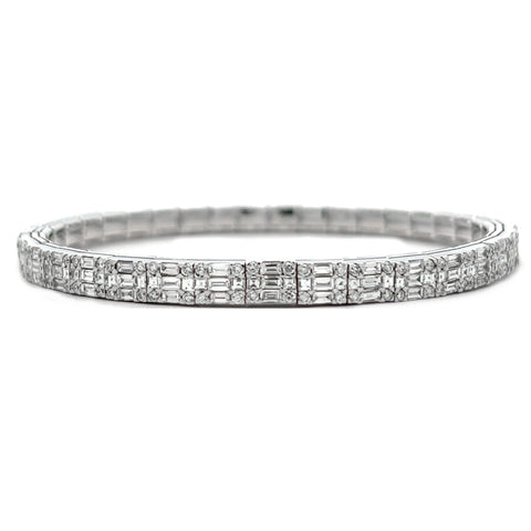 14K White Gold Flexible Diamond Bracelet