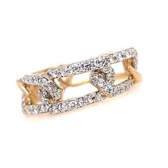 14K Yellow Gold Diamond Chain Link Ring