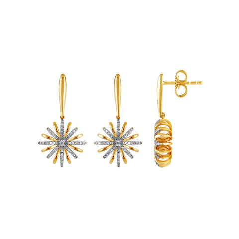 14K Yellow Gold Diamond Dangle Earrings