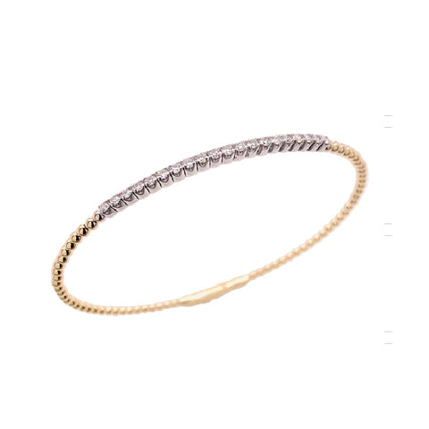 14K Yellow and White Gold Diamond Flexible Bangle Bracelet