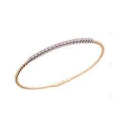 14K Yellow and White Gold Diamond Flexible Bangle Bracelet