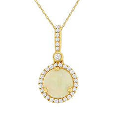 14K Yellow Gold Opal and Diamond Pendant