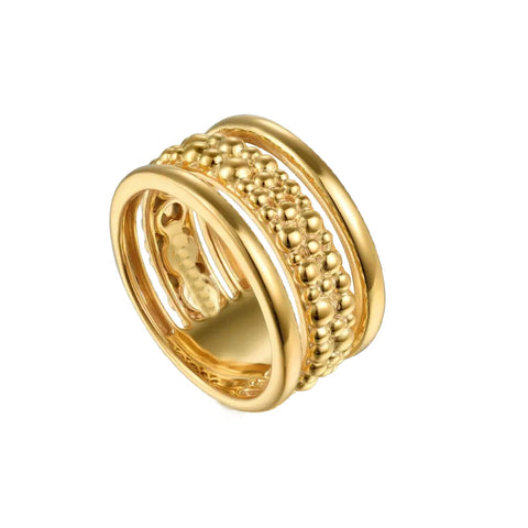 14K Yellow Gold Wide Textured Band