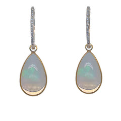 14K Yellow Gold Opal and Diamond Earrings