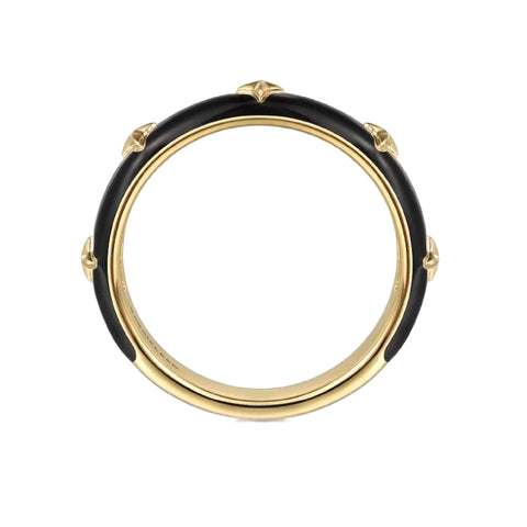 14K Yellow Gold and Black Enamel Band